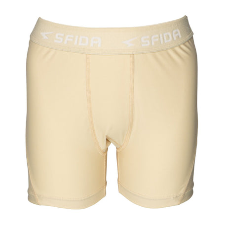 Sfida Boys Compression 1/4 Quarter Shorts - Beige (Sports Base Layer For Childrens/Kids)