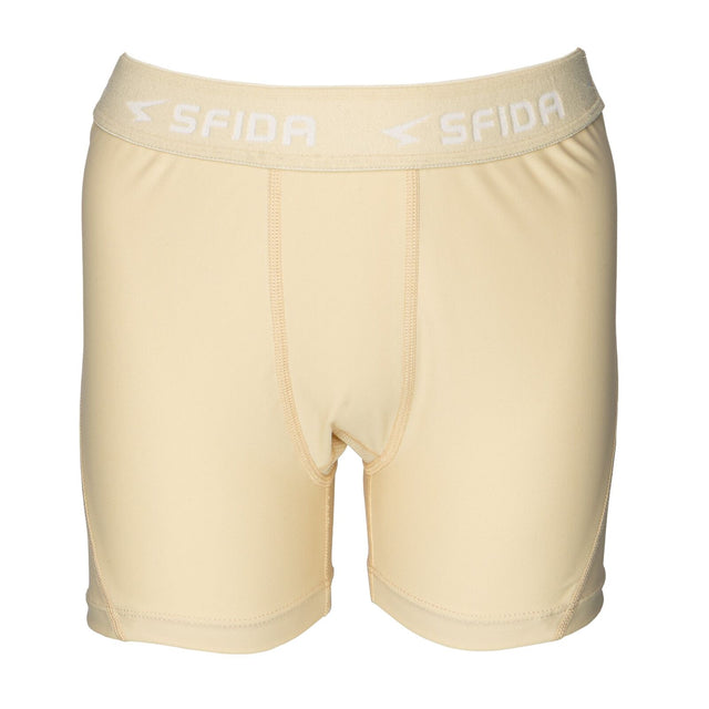 Sfida Boys Compression 1/4 Quarter Shorts - Beige (Sports Base Layer For Childrens/Kids)