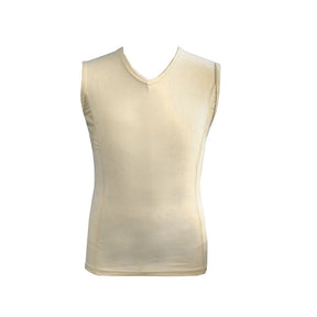 Sfida Boys Compression Base Layer Sports V Neck Tank Top in Beige - 16