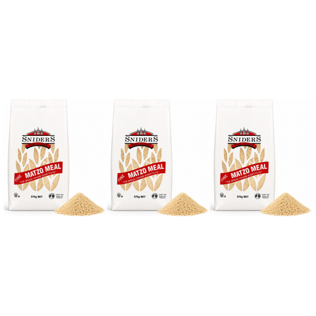 3x Sniders 375g FINE Matzo Meal Pack - Kosher Crushed Matzah Breadcrumbs & Binder for Cooking