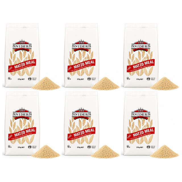 6x Sniders 375g FINE Matzo Meal Bulk Pack - Kosher Crushed Matzah Breadcrumbs & Binder for Cooking