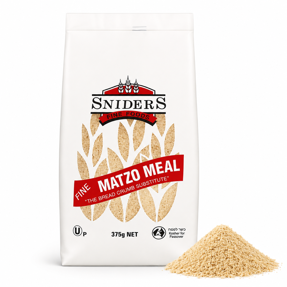 Sniders 375g FINE Matzo Meal - Kosher Crushed Matzah Breadcrumbs & Binder for Cooking
