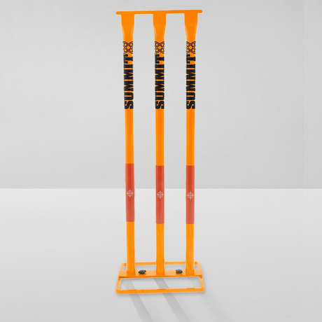 Summit High Grade Galvanised Metal Cricket Stumps with Removable Base - Orange