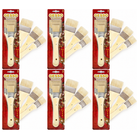 18pcs Gesso Art Paint Brushes w/ Wooden Handles Bulk Pack - Size 2, 4 & 6 (Artist Set)