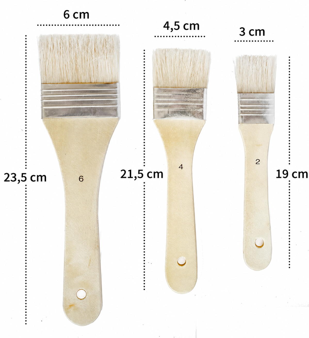 3pcs GESSO BRUSHES Paint Brush Art Wood Artist Size 2, 4 & 6 Varnish