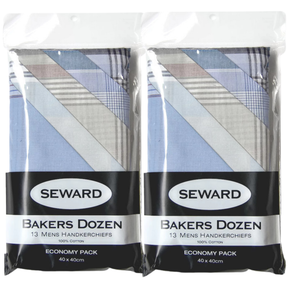 26x Seward Mens Handkerchiefs - 100% Cotton Hankies/Pocket Square