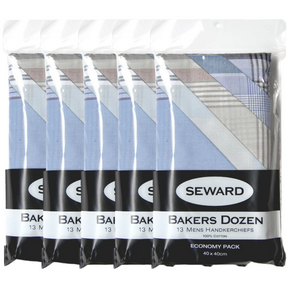 65x Seward Mens Handkerchiefs - 100% Cotton Hankies/Pocket Square