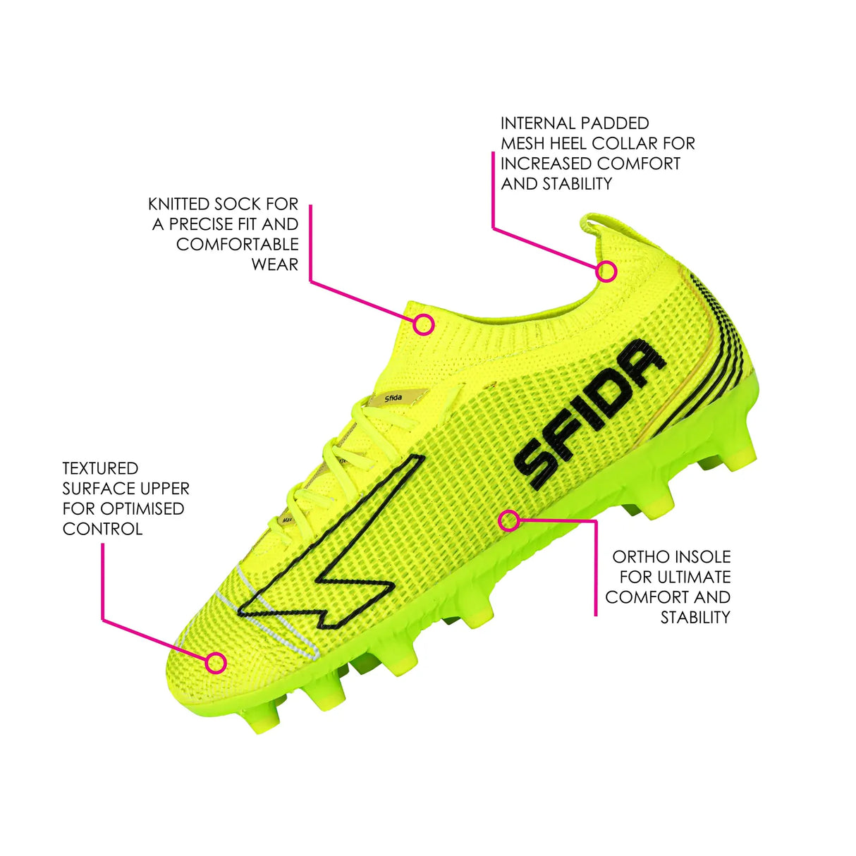 SFIDA Pulse Junior Sock Football/Soccer Boots in Black 
