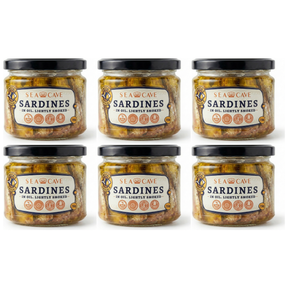 6x 250g Sea Cave Lightly Smoked Sardines Fish Sprats in Oil Bulk Pack - Product of Latvia (Shproti)