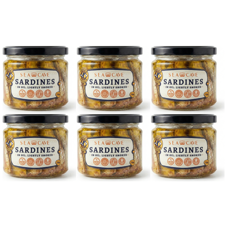 6x 250g Sea Cave Lightly Smoked Sardines Fish Sprats in Oil Bulk Pack - Product of Latvia (Shproti)