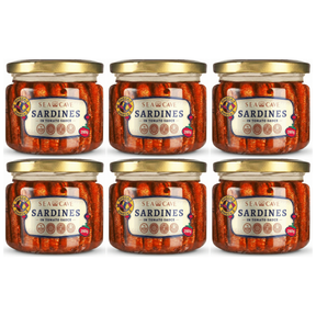 6x 280g Sea Cave Lightly Smoked Sardines Sprats Fish in Tomato Sauce Bulk Pack - Product of Latvia (Shproti)
