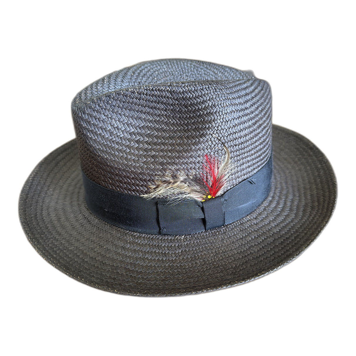 Strand Hatters Panama Straw Fedora Hat - Black