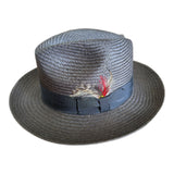 Strand Hatters Panama Straw Fedora Hat - Black