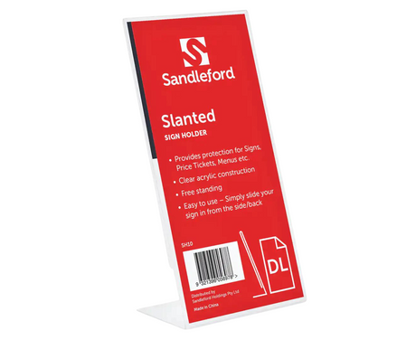 3x Sandleford DL Slanted Sign Holder Bulk Pack - Portrait (11x5x22cm)