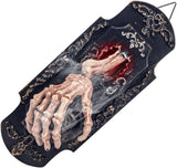 Spooky Skull Door Bell Hanging Decoration Mist Spray Motion Activated Halloween Porch Lock Decor Scary Gothic Skeleton Hands Doorbell with Red Light f