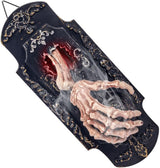 Spooky Skull Door Bell Hanging Decoration Mist Spray Motion Activated Halloween Porch Lock Decor Scary Gothic Skeleton Hands Doorbell with Red Light f