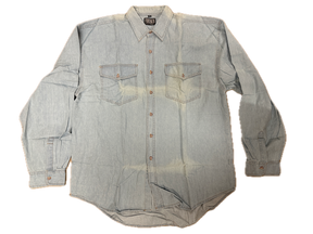 Denim Long Sleeve Jean Shirt Buttoned Front Casual Soft Top 100% COTTON