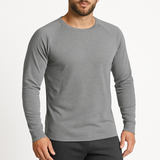 Mens Cotton Raglan Long Sleeve Thermal Top -  Base Layer Crew Neck - Grey