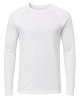 Mens Cotton Raglan Long Sleeve Thermal Top -  Base Layer Crew Neck - White