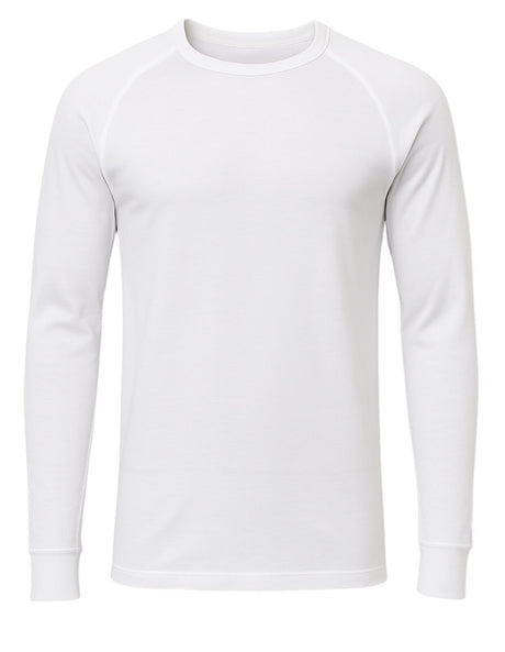 2pcs Set Mens White Cotton Thermal Long Sleeve Top & Long John Pants Underwear