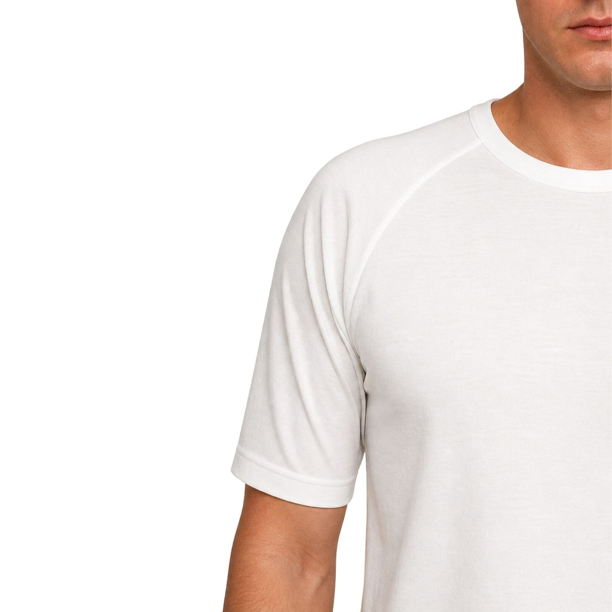 Mens Merino Wool Blend Short Sleeve Thermal Top - Natural (Base Layer Underwear)