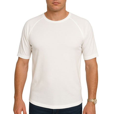 Mens Merino Wool Blend Short Sleeve Thermal Top - Natural (Base Layer Underwear)