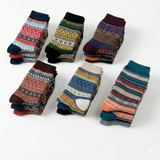 6x Mens Norwegian Wool Blend Crew Socks Pack (EU 40-46) - Assorted Colours Warm Winter Socks