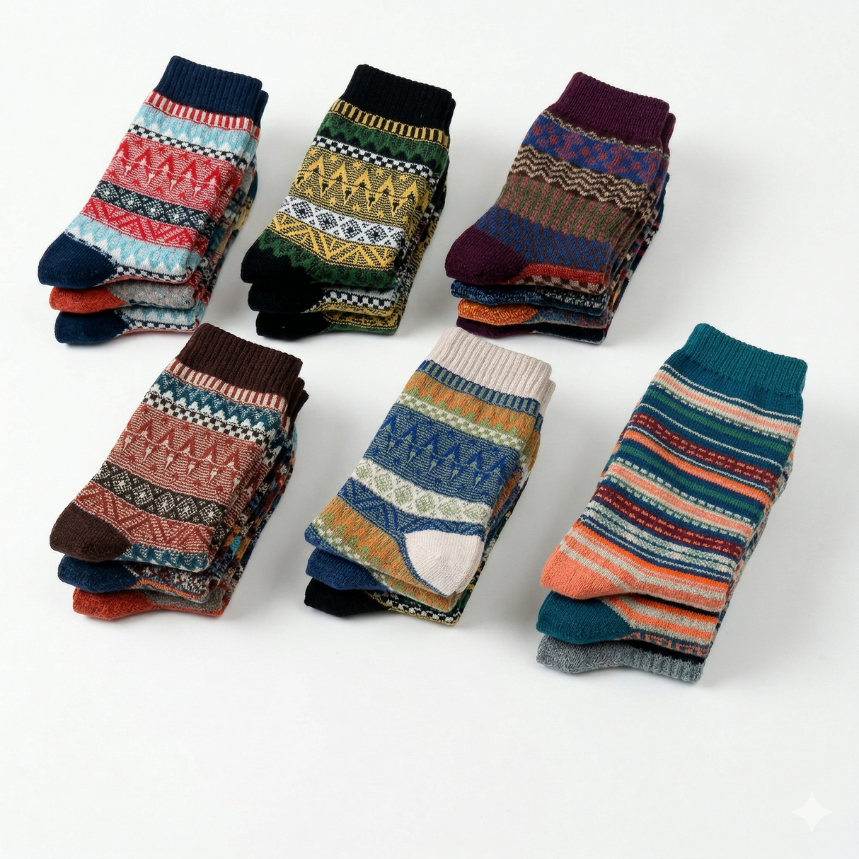 12x Mens Norwegian Wool Blend Crew Socks Bulk Pack (EU 40-46) - Assorted Colours Warm Winter Socks