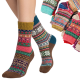 12x Womens Norwegian Wool Blend Crew Socks Bulk Pack (EU 36-41) - Assorted Colours Warm Winter Socks