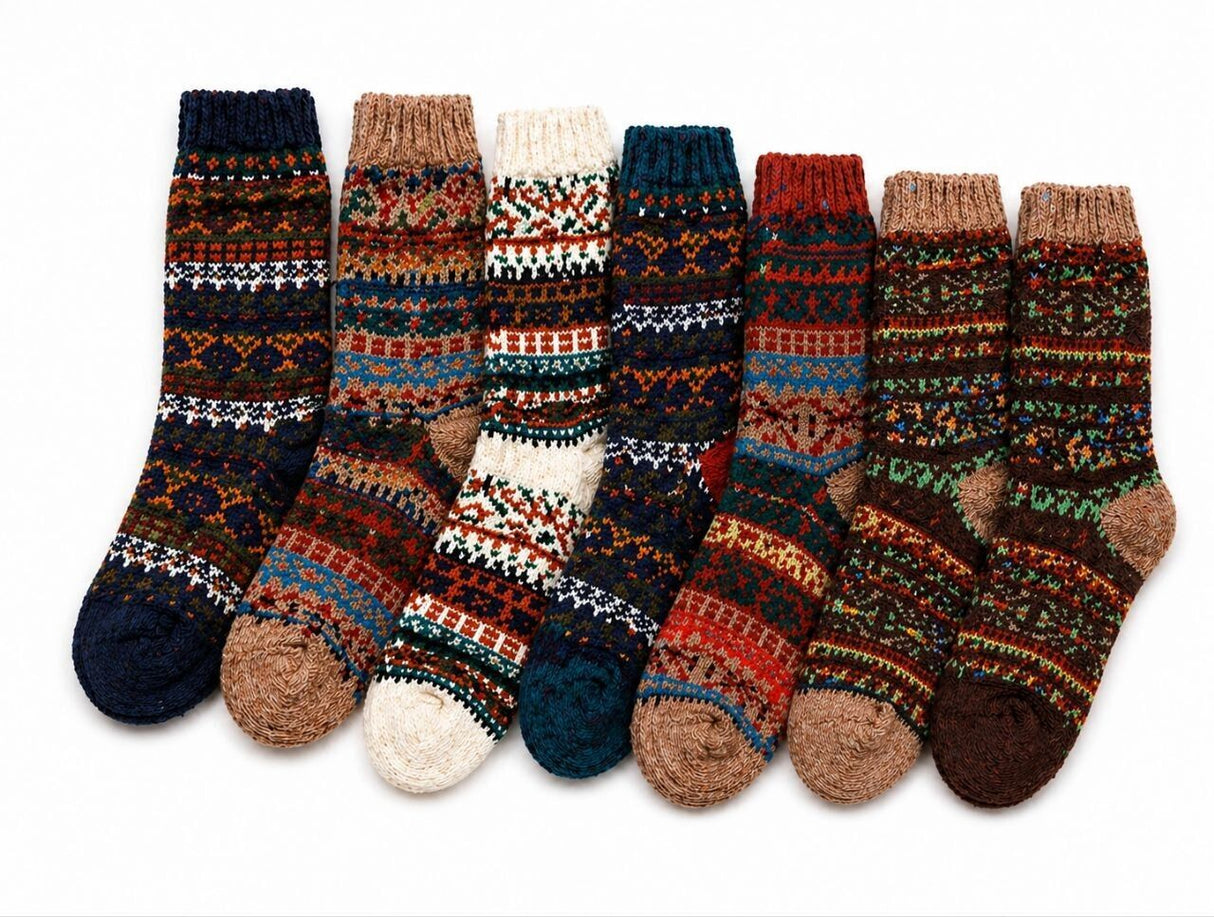 12 Pairs Womens American Alpaca Wool Blend Socks - Assorted Colours (One Size Fits Most)
