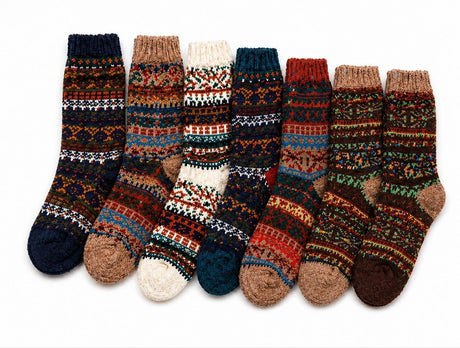 12 Pairs American Alpaca Wool Blend Socks - Assorted Colours (Size 2-8)