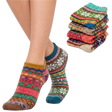 6 Pairs Womens Norwegian Wool Blend Ankle Socks - Assorted Colours (EU 36-41)
