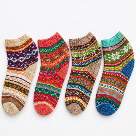 12 Pairs Womens Norwegian Wool Blend Ankle Socks - Assorted Colours (EU 36-41)