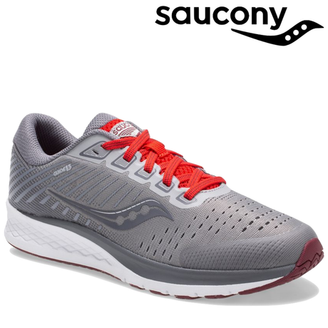 Saucony Guide 13 Big Kids Sneakers- Alloy/Red (Boys/Girls Walking Shoes)