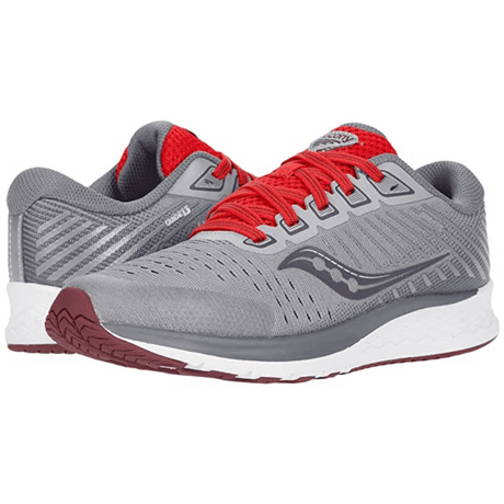 Saucony Guide 13 Big Kids Sneakers- Alloy/Red (Boys/Girls Walking Shoes)