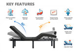 2pcs Set Half Queen Electric Adjustable Bed Base & Premium Memory Foam Mattress