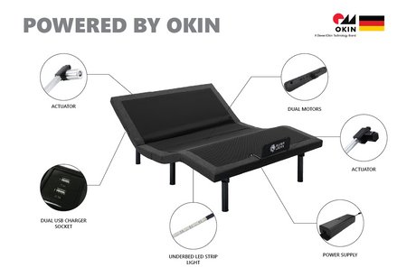 Zero Gravity Electric Adjustable Bed Base Frame w/ OKIN Motors Anti Snore - Queen