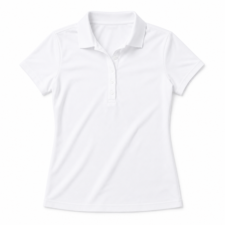 Sporte Leisure Womens 100% Egyptian Cotton Solid Polo Shirt - White (Short Sleeve Top)