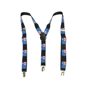 Mens Australia Flag Slim Suspenders - Strong Adjustable Clip On Braces for Party/Formals