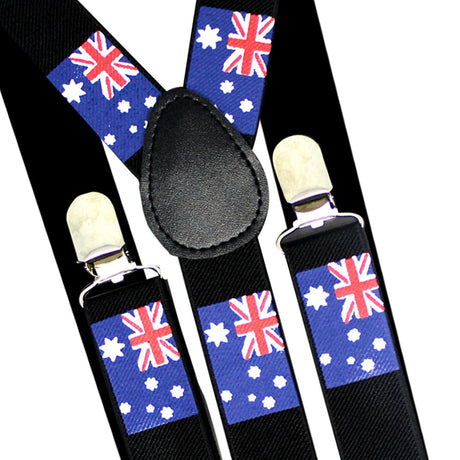 Mens Suspenders Braces Adjustable Strong Clip On Elastic Formal Wedding Slim - Australia Flag