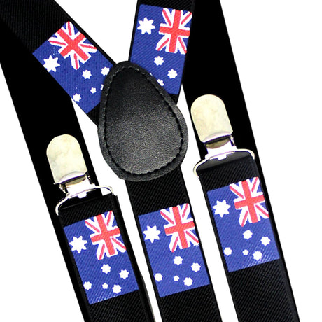 Mens Suspenders Braces Adjustable Strong Clip On Elastic Formal Wedding Slim - Australia Flag