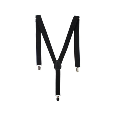 Mens Suspenders Braces Adjustable Strong Clip On Elastic Formal Wedding Slim - Black