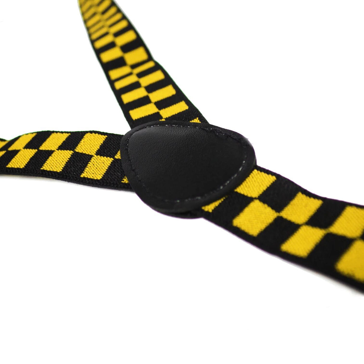 Mens Suspenders Braces Adjustable Strong Clip On Elastic Formal Wedding Slim - Black/Yellow Check