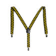 Mens Suspenders Braces Adjustable Strong Clip On Elastic Formal Wedding Slim - Black/Yellow Check