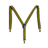 Mens Suspenders Braces Adjustable Strong Clip On Elastic Formal Wedding Slim - Black/Yellow Check