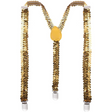 Mens Suspenders Braces Adjustable Strong Clip On Elastic Formal Wedding Slim - Gold (Sequin)