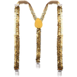 Mens Suspenders Braces Adjustable Strong Clip On Elastic Formal Wedding Slim - Gold (Sequin)