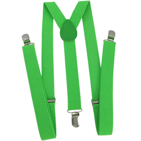 Mens Green Slim Suspenders - Strong Adjustable Clip On Braces for Weddings/Formals