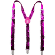 Mens Suspenders Braces Adjustable Strong Clip On Elastic Formal Wedding Slim - Hot Pink (Sequin)