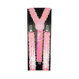 Mens Suspenders Braces Adjustable Strong Clip On Elastic Formal Wedding Slim - Light Pink (Sequin)